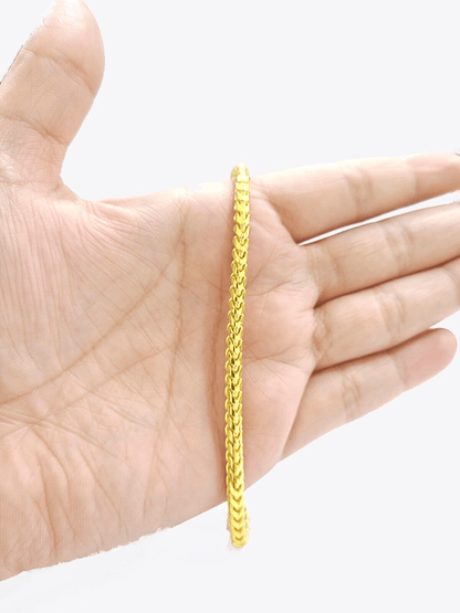 Real 10kt Solid Yellow Gold Franco Bracelet Unisex 8'' Inches 4mm - Reva Jeweler