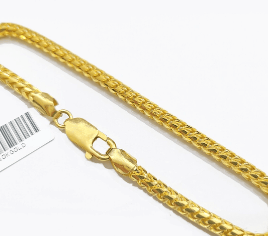 Real 10kt Solid Yellow Gold Franco Bracelet Unisex 8'' Inches 4mm - GoldenlinQ