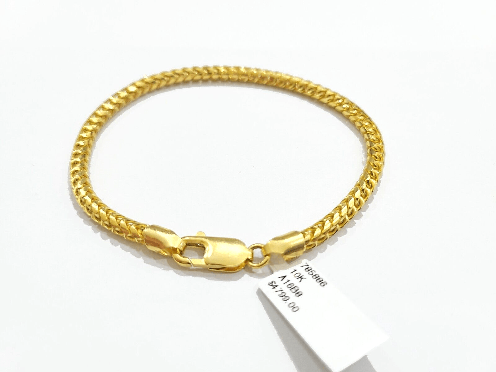 Real 10kt Solid Yellow Gold Franco Bracelet Unisex 8'' Inches 4mm - Reva Jeweler