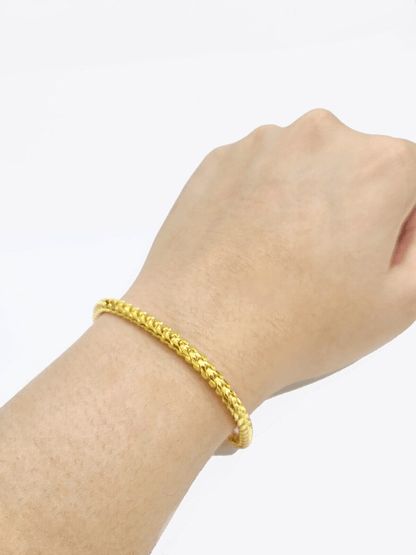 Real 10kt Solid Yellow Gold Franco Bracelet Unisex 8'' Inches 4mm - GoldenlinQ