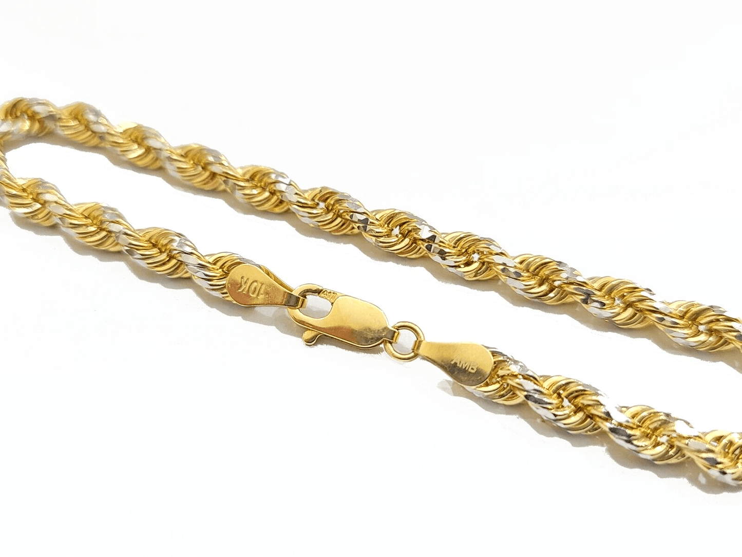Real 10kt Solid Yellow Gold Rope Bracelet Diamond Cut Unisex 8 Inches 4mm - GoldenlinQ