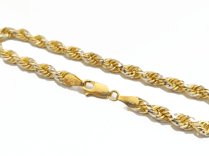 Real 10kt Solid Yellow Gold Rope Bracelet Diamond Cut Unisex 8 Inches 4mm - GoldenlinQ