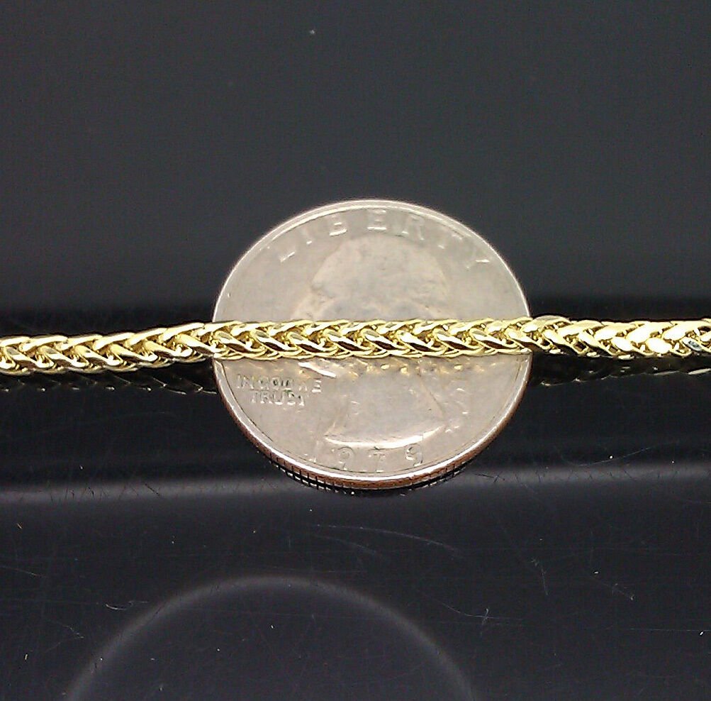 Real 10kt Yellow Gold 24" Inch Palm Chain Necklace 3mm Men women Lobster Lock - Reva Jeweler