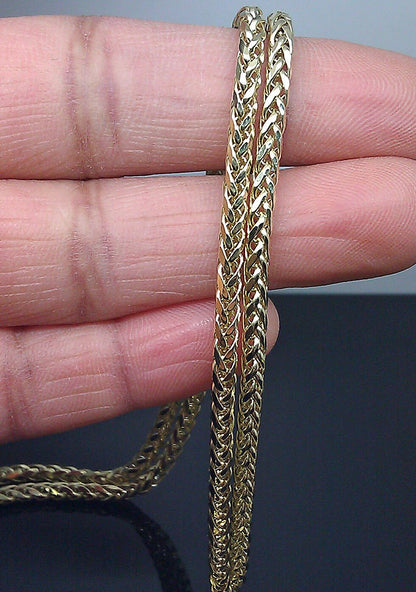 Real 10kt Yellow Gold 24" Inch Palm Chain Necklace 3mm Men women Lobster Lock - Reva Jeweler