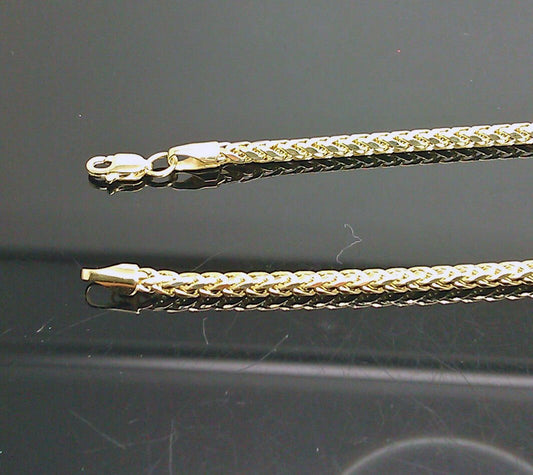 Real 10kt Yellow Gold 24" Inch Palm Chain Necklace 3mm Men women Lobster Lock - Reva Jeweler
