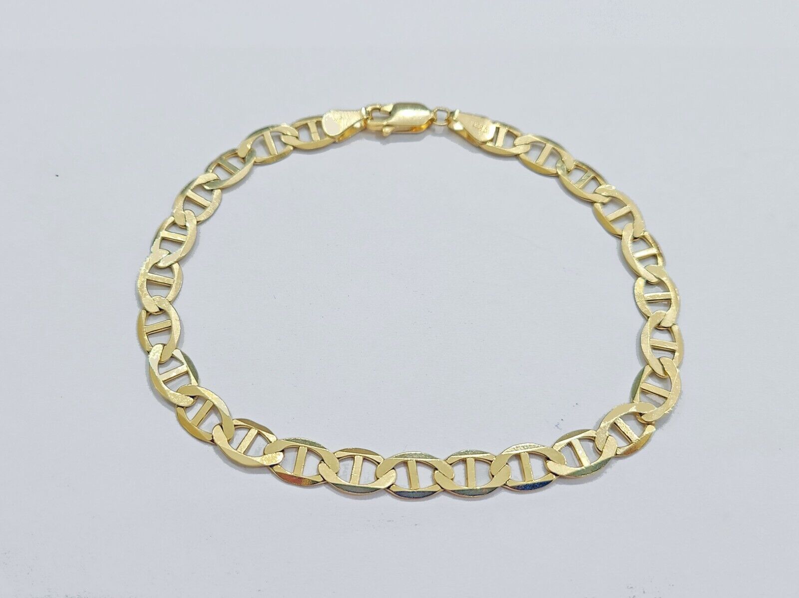Real 10kt Yellow Gold Anchor Mariner Link Bracelet Unisex 8'' 6mm - Reva Jeweler