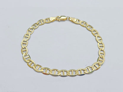 Real 10kt Yellow Gold Anchor Mariner Link Bracelet Unisex 8'' 6mm - Reva Jeweler