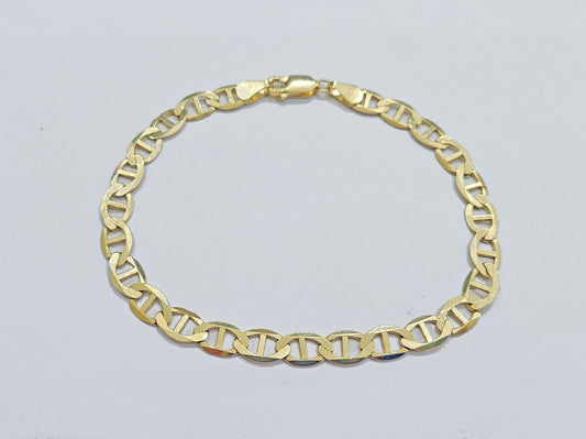 Real 10kt Yellow Gold Anchor Mariner Link Bracelet Unisex 8'' 6mm - Reva Jeweler