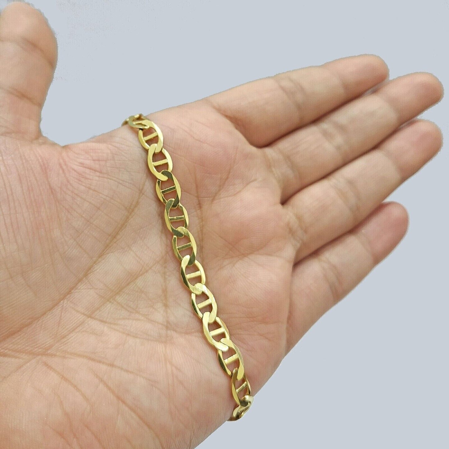 Real 10kt Yellow Gold Anchor Mariner Link Bracelet Unisex 8'' 6mm - Reva Jeweler