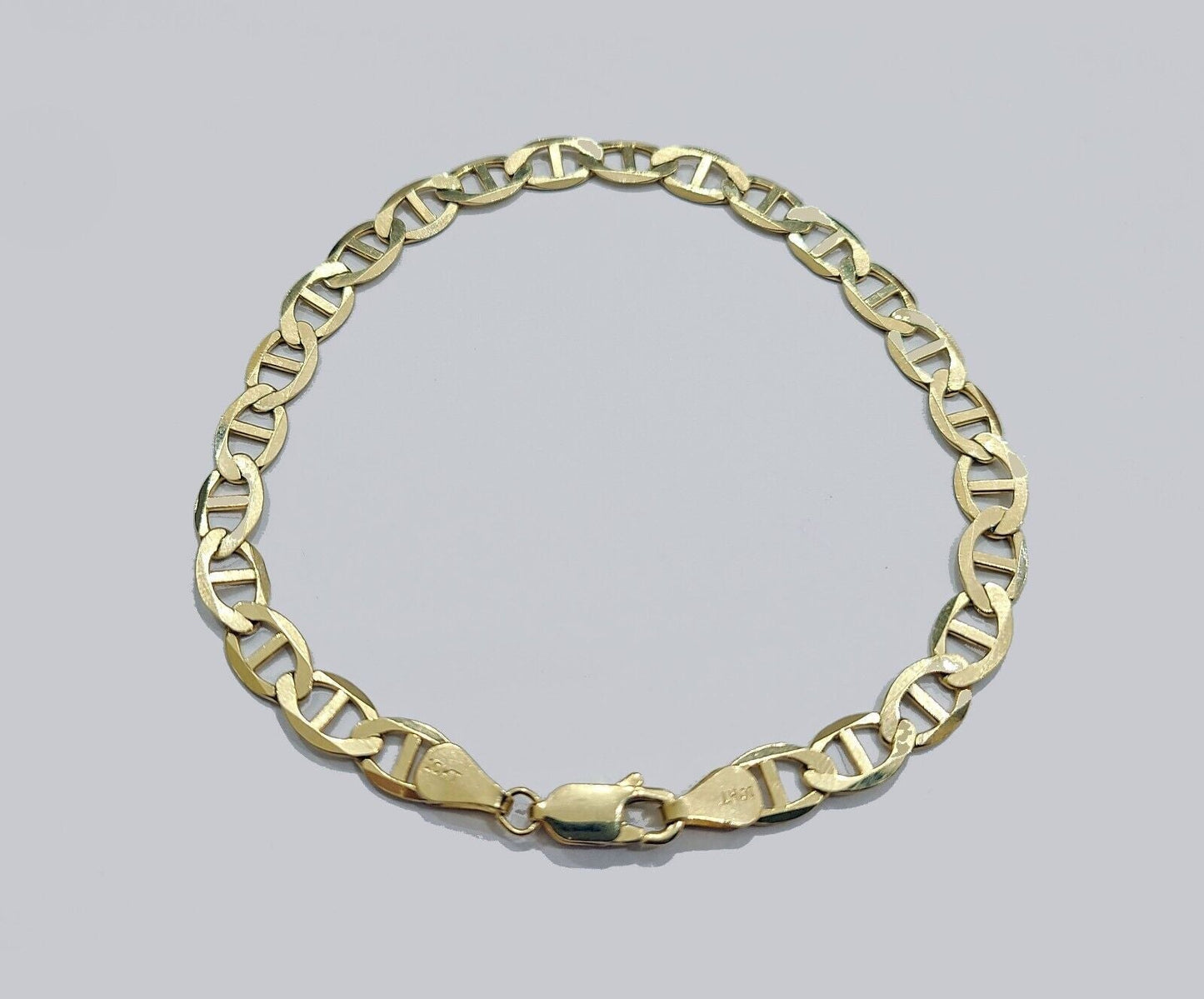 Real 10kt Yellow Gold Anchor Mariner Link Bracelet Unisex 8'' 6mm - Reva Jeweler