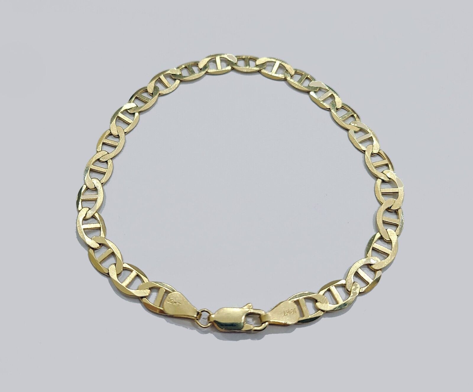 Real 10kt Yellow Gold Anchor Mariner Link Bracelet Unisex 8'' 6mm - Reva Jeweler