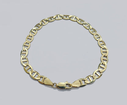 Real 10kt Yellow Gold Anchor Mariner Link Bracelet Unisex 8'' 6mm - Reva Jeweler