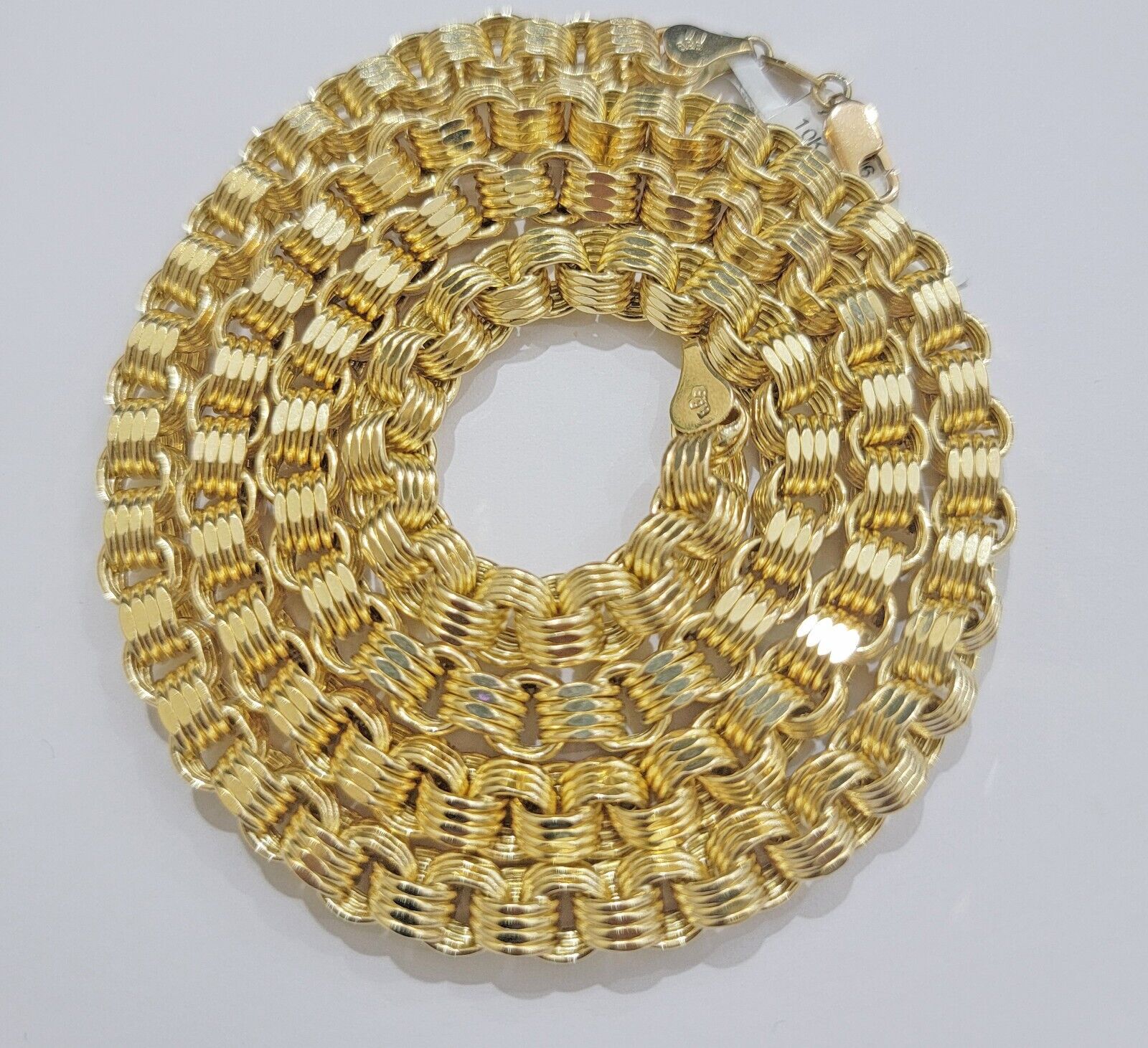 Real 10kt Yellow Gold Chain Pendant Byzantine Necklace Nugget Cross Charm SETS - Reva Jeweler