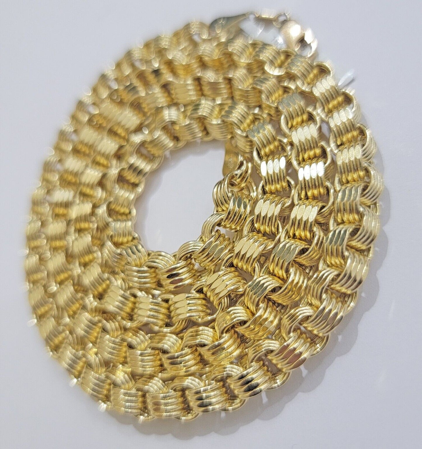 Real 10kt Yellow Gold Chain Pendant Byzantine Necklace Nugget Cross Charm SETS - Reva Jeweler