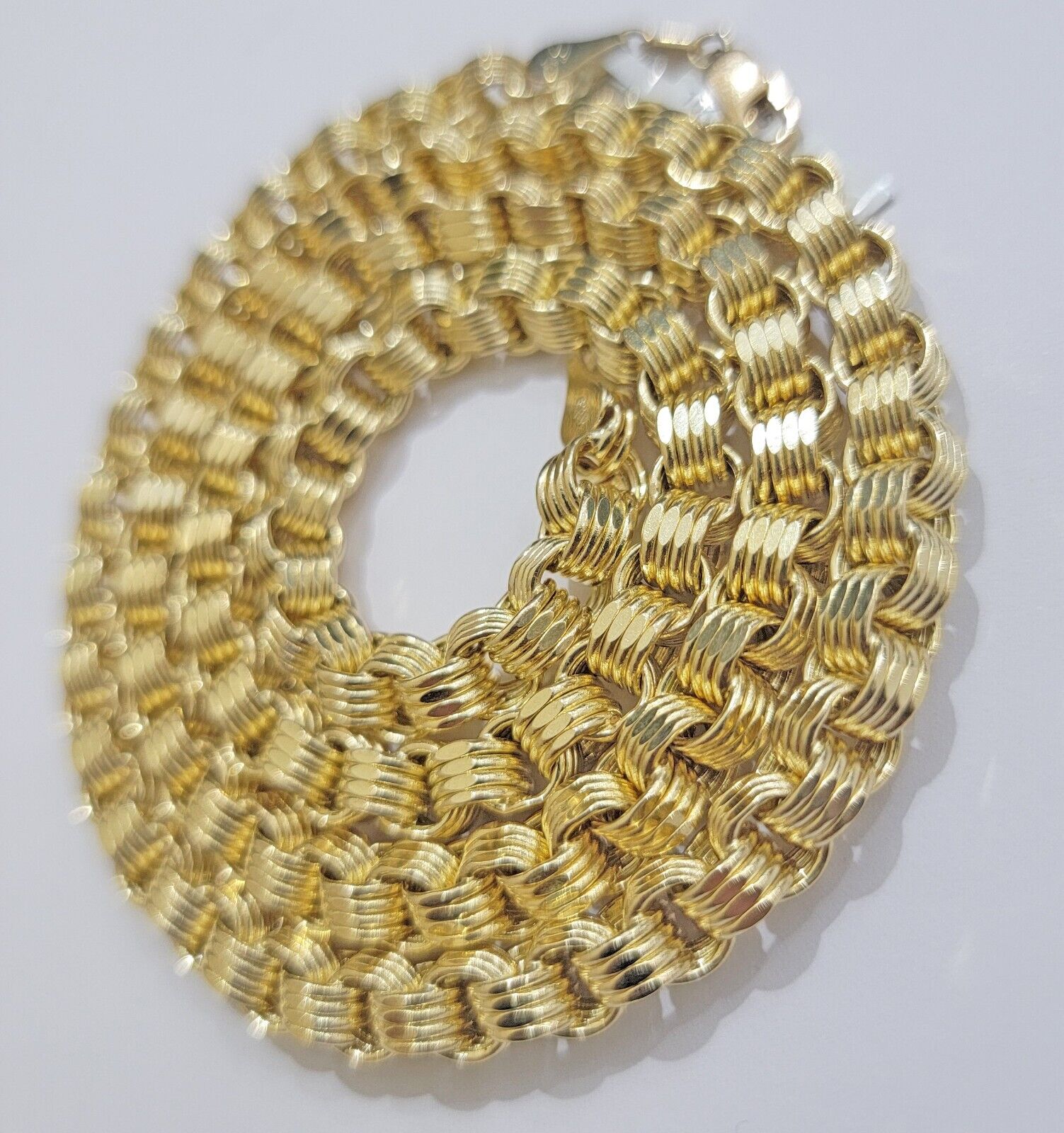 Real 10kt Yellow Gold Chain Pendant Byzantine Necklace Nugget Cross Charm SETS - Reva Jeweler