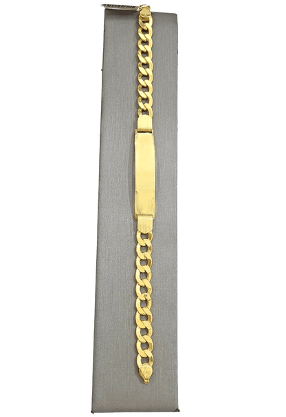 Real 10kt Yellow Gold Cuban Curb Link ID Bracelet Unisex 8.5'' 10mm Unisex - GoldenlinQ