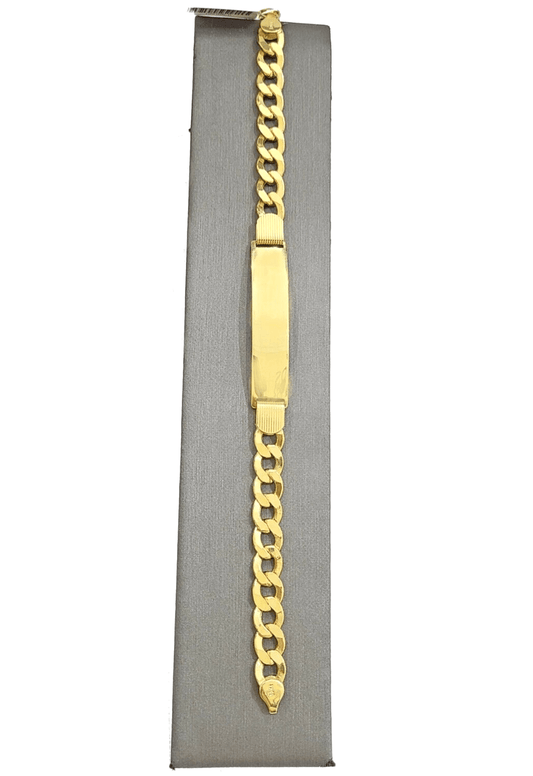 Real 10kt Yellow Gold Cuban Curb Link ID Bracelet Unisex 8.5'' 10mm Unisex - GoldenlinQ