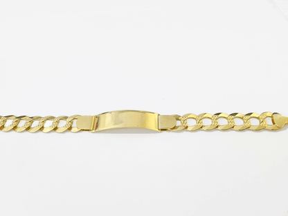 Real 10kt Yellow Gold Cuban Link ID Bracelet Unisex 9'' 13mm Unisex - GoldenlinQ
