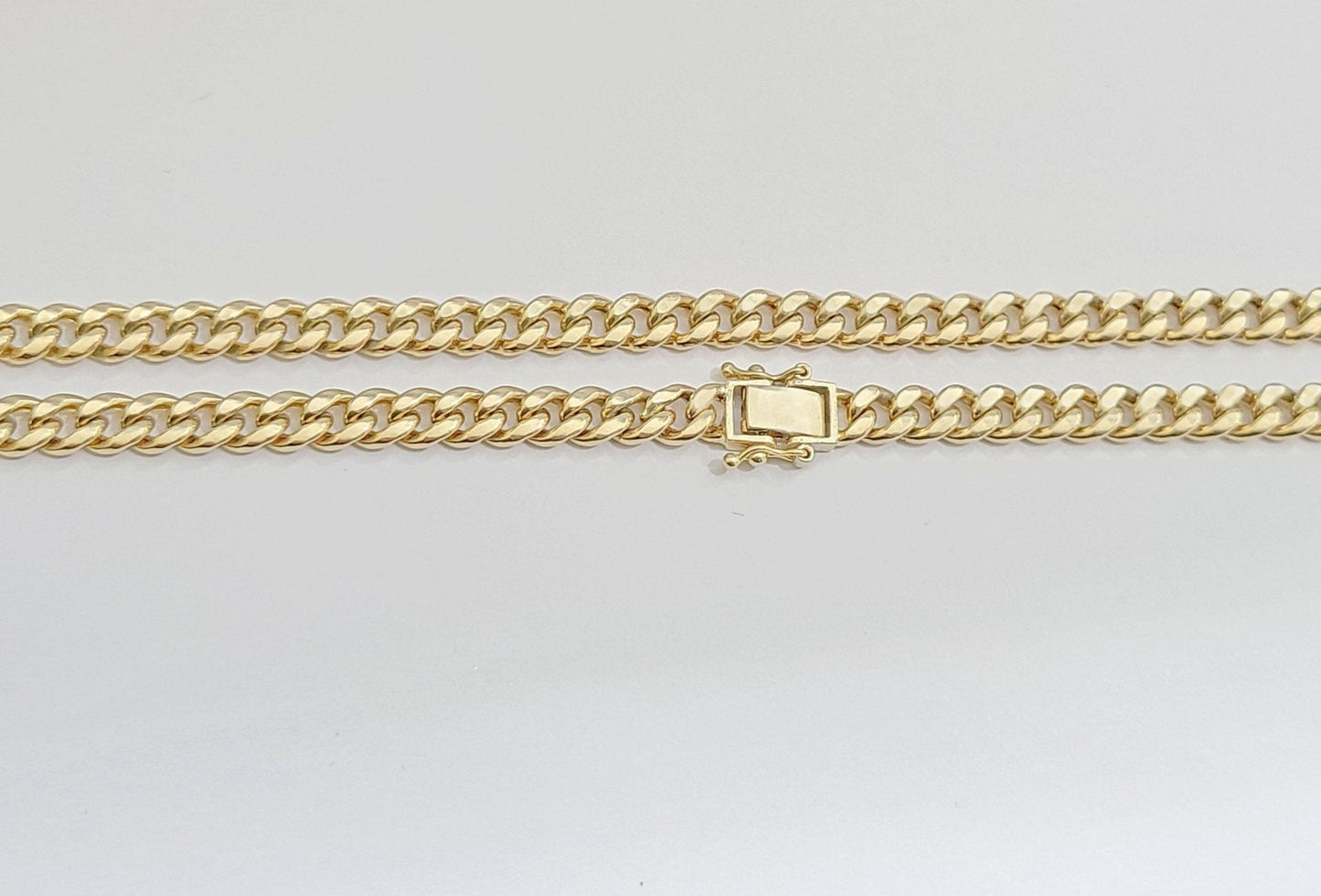 Real 10kt Yellow Gold Miami Cuban Link Chain 10k Necklace 20 Inches 4mm Box Lock - Reva Jeweler