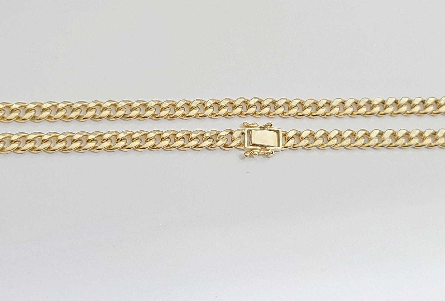 Real 10kt Yellow Gold Miami Cuban Link Chain 10k Necklace 24 Inches 4mm Box Lock - Reva Jeweler