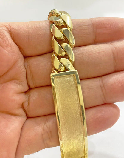 Real 10kt Yellow Gold Solid Miami Cuban Link Bracelet Men's 8.5'' 11mm Box Lock - GoldenlinQ