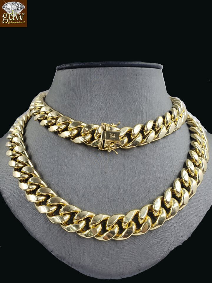 Real 12mm 28" Miami Cuban Chain 10k Yellow Gold Link Necklace Authentic 10k - Reva Jeweler