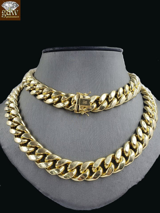 Real 12mm 28" Miami Cuban Chain 10k Yellow Gold Link Necklace Authentic 10k - Reva Jeweler