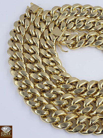 Real 12mm 28" Miami Cuban Chain 10k Yellow Gold Link Necklace Authentic 10k - Reva Jeweler