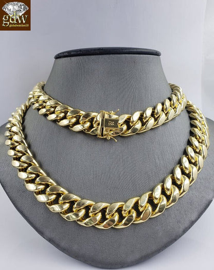 Real 12mm 28" Miami Cuban Chain 10k Yellow Gold Link Necklace Authentic 10k - Reva Jeweler