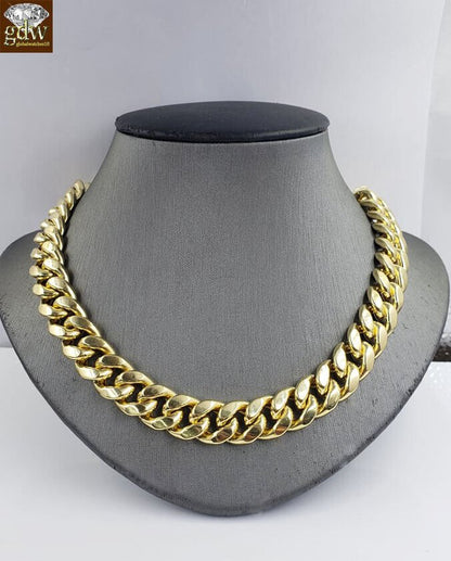 Real 12mm 28" Miami Cuban Chain 10k Yellow Gold Link Necklace Authentic 10k - Reva Jeweler