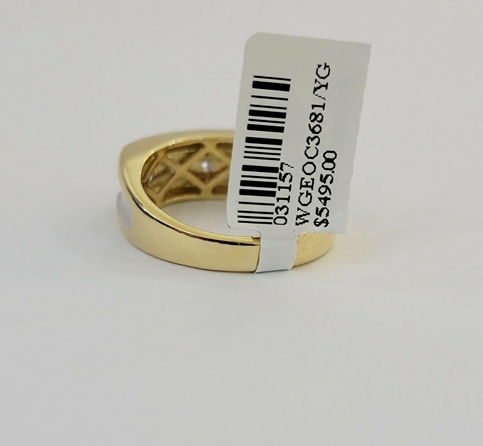 Real 14k 1CT Diamond Ring Men's Band channel - set round diamond Two - Tone Gold - Reva Jeweler