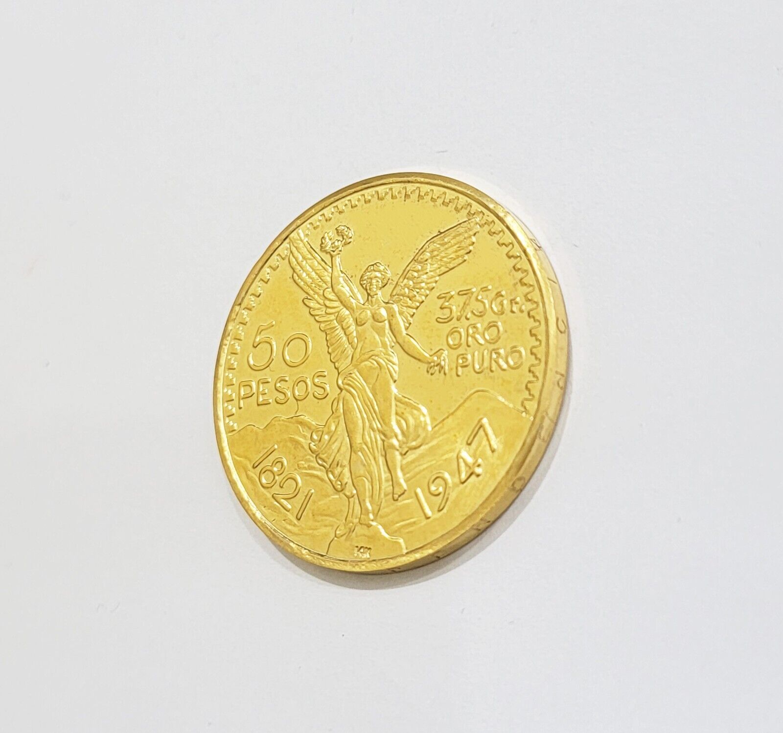 REAL 14K Coin 1947 Mexican Centenaro 50 Gold Pesos Copy Solid 14kt Yellow Gold - Reva Jeweler