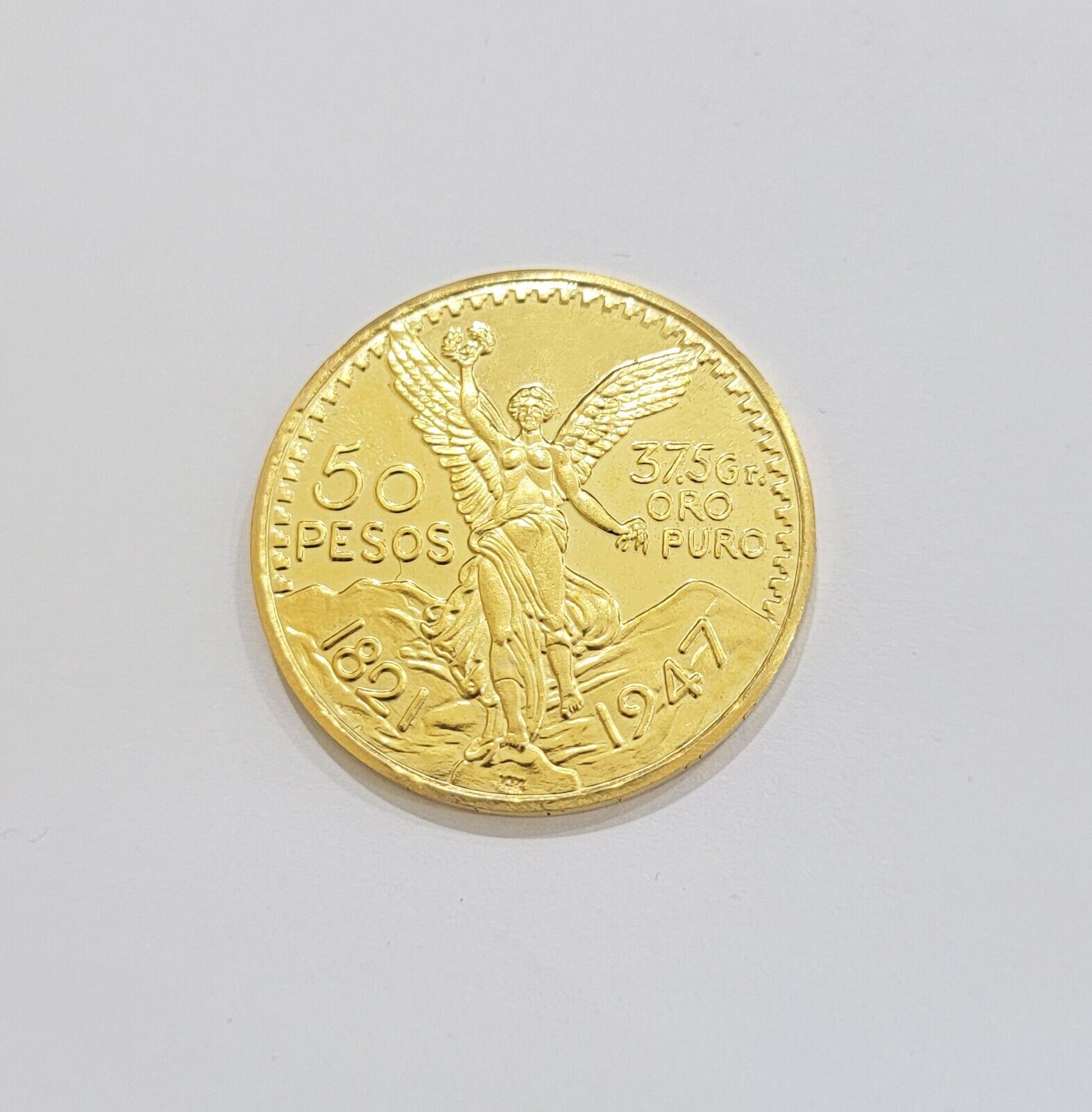 REAL 14K Coin 1947 Mexican Centenaro 50 Gold Pesos Copy Solid 14kt Yellow Gold - Reva Jeweler
