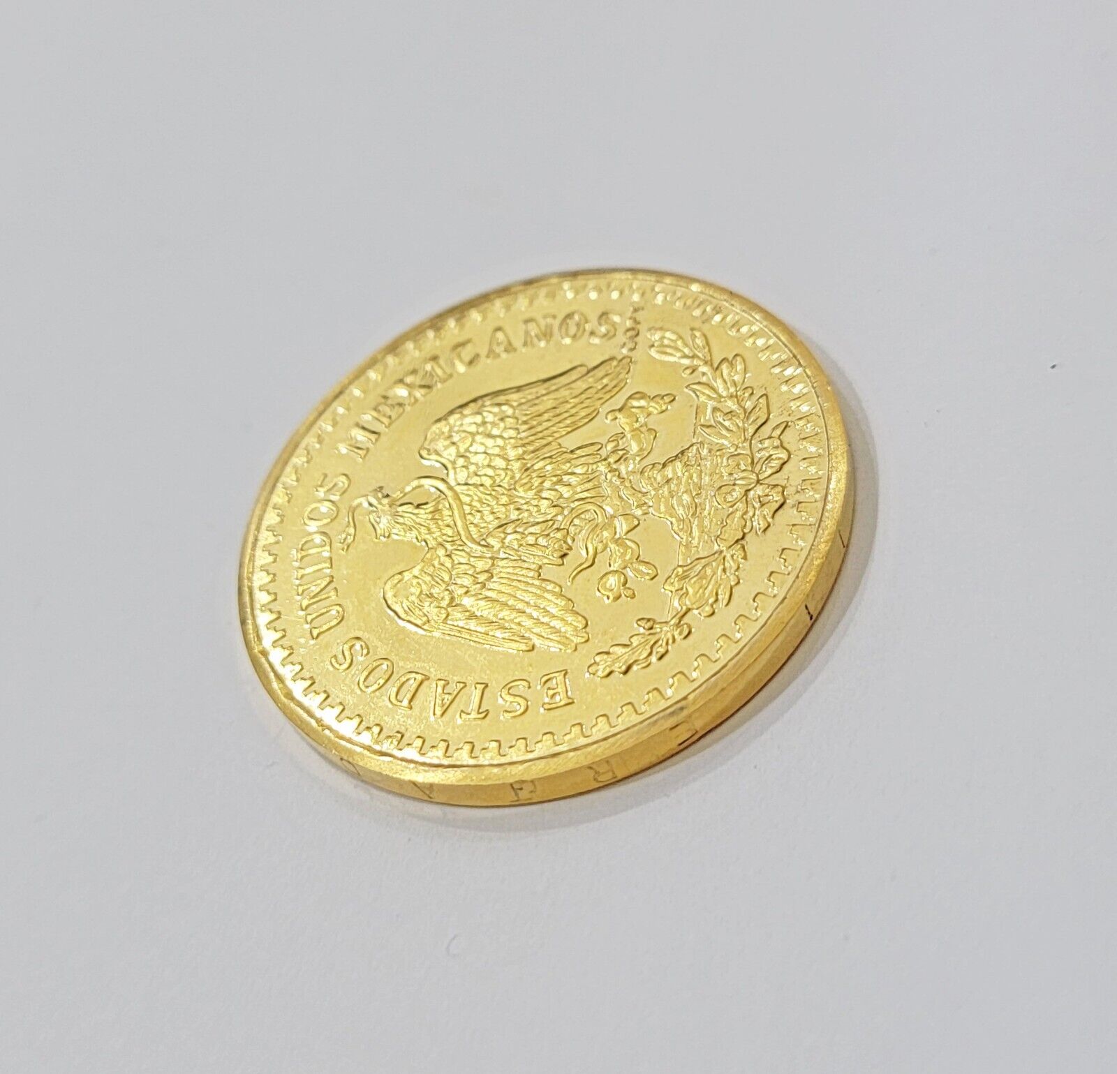 REAL 14K Coin 1947 Mexican Centenaro 50 Gold Pesos Copy Solid 14kt Yellow Gold - Reva Jeweler