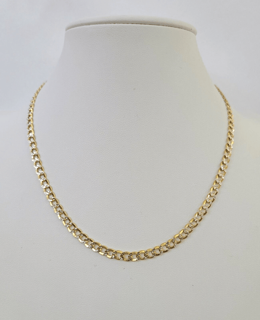 REAL 14k Cuban Curb Link Necklace Chain 4mm 16 inches Diamond Cuts 14kt