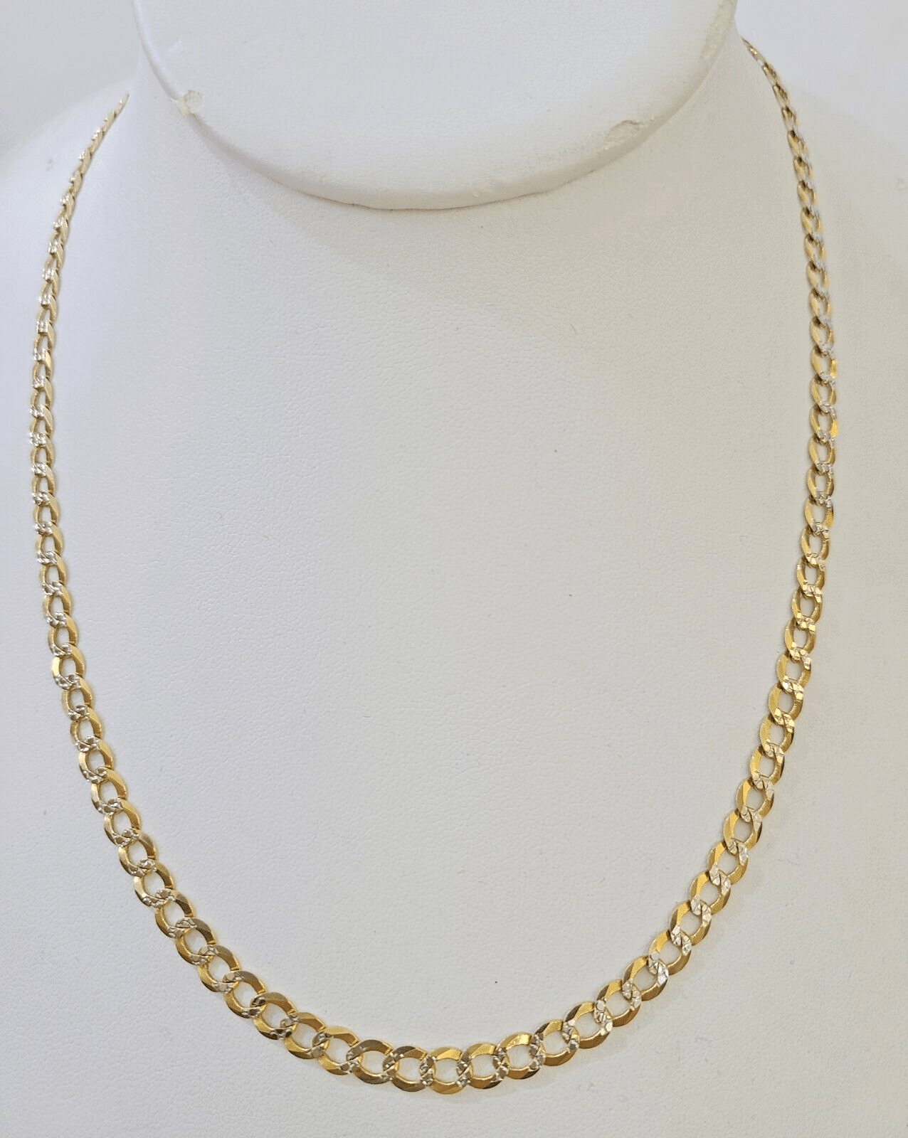 REAL 14k Cuban Curb Link necklace with Diamond Cuts 22 inches 6mm 14kt - Reva Jeweler