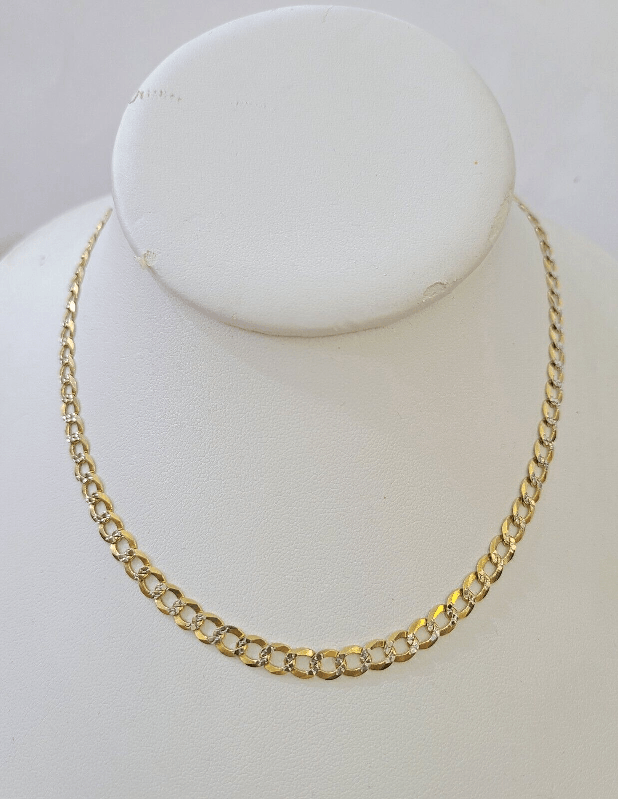 REAL 14k Cuban Curb Link necklace with Diamond Cuts 22 inches 6mm 14kt - Reva Jeweler