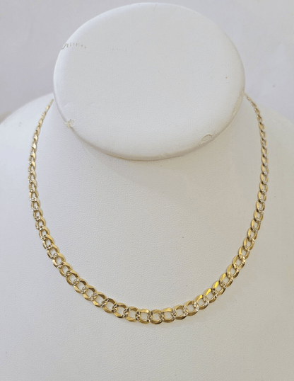 REAL 14k Cuban Curb Link necklace with Diamond Cuts 22 inches 6mm 14kt - Reva Jeweler