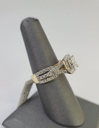 Real 14k Diamond Ladies Ring Yellow Gold Bridal Women Engagement Wedding - GoldenlinQ