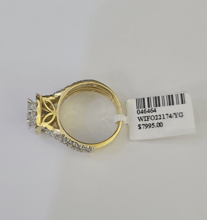 Real 14k Diamond Ladies Ring Yellow Gold Bridal Women Engagement Wedding - GoldenlinQ