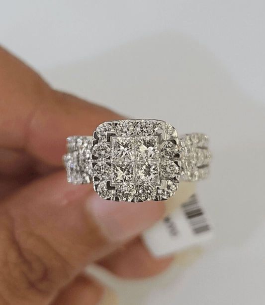 Real 14k Diamond Ladies Ring Yellow Gold Bridal Women Engagement Wedding - GoldenlinQ