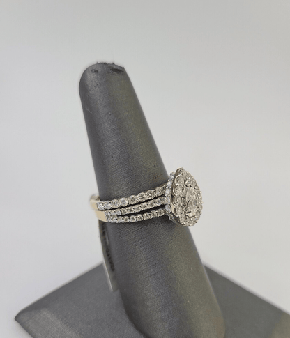 Real 14k Diamond Ladies Ring Yellow Gold Bridal Women Engagement Wedding SET - GoldenlinQ