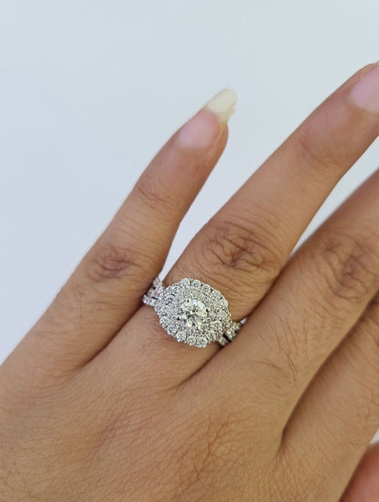 Real 14k Diamond Ladies Ring Yellow Gold Bridal Women Engagement Wedding SET - GoldenlinQ