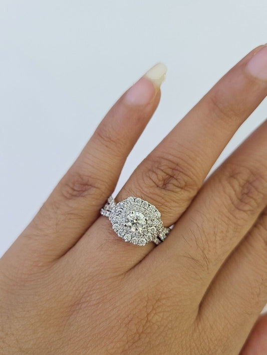Real 14k Diamond Ladies Ring Yellow Gold Bridal Women Engagement Wedding SET - GoldenlinQ