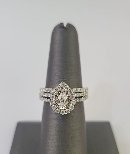 Real 14k Diamond Ladies Ring Yellow Gold Bridal Women Engagement Wedding SET - GoldenlinQ