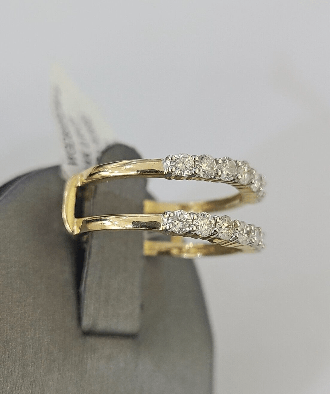 Real 14k Diamond Ladies Ring Yellow Gold Enhancer Guard Wrap Engagement Wedding - GoldenlinQ