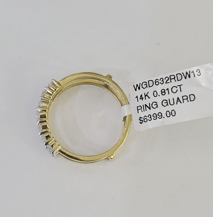 Real 14k Diamond Ladies Ring Yellow Gold Enhancer Guard Wrap Engagement Wedding - GoldenlinQ