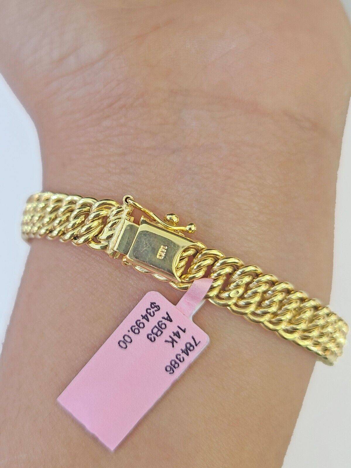 Real 14k Flat Byzantine Bracelet For Ladies / Women Box Clasp Unique Style - Reva Jeweler
