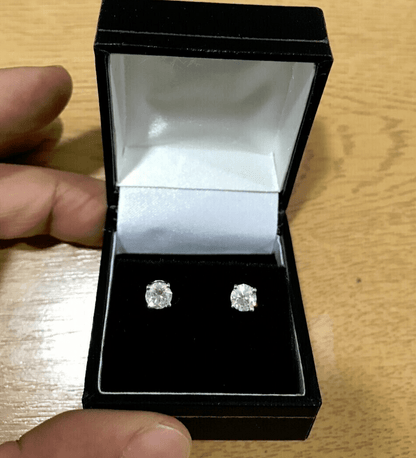 REAL 14k gold 1CT diamond Stud Lab Created VS solitaire earring With CERTIFICATE - Reva Jeweler