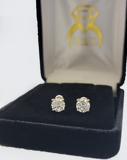 REAL 14k gold 1CT diamond Stud Lab Created VS solitaire earring With CERTIFICATE - Reva Jeweler